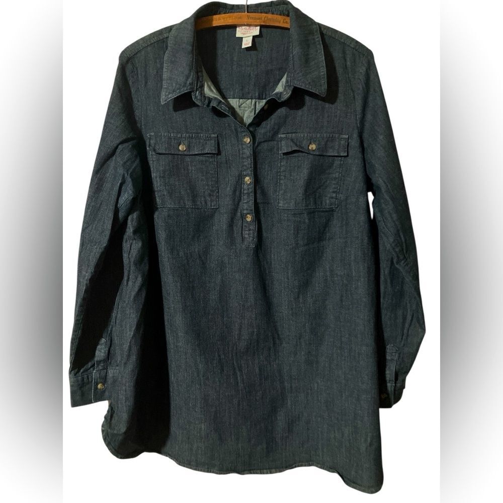 Isabel Maternity Top Size L Denim Chambray Fall Winter Classic